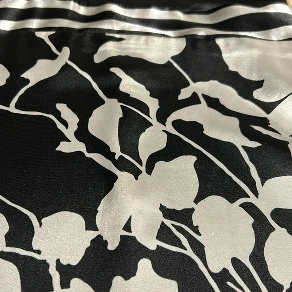 RW & CO dress, halter ,sateen,shiny ,empire waist ,size  10 .Black floral artsy. - Picture 10 of 17